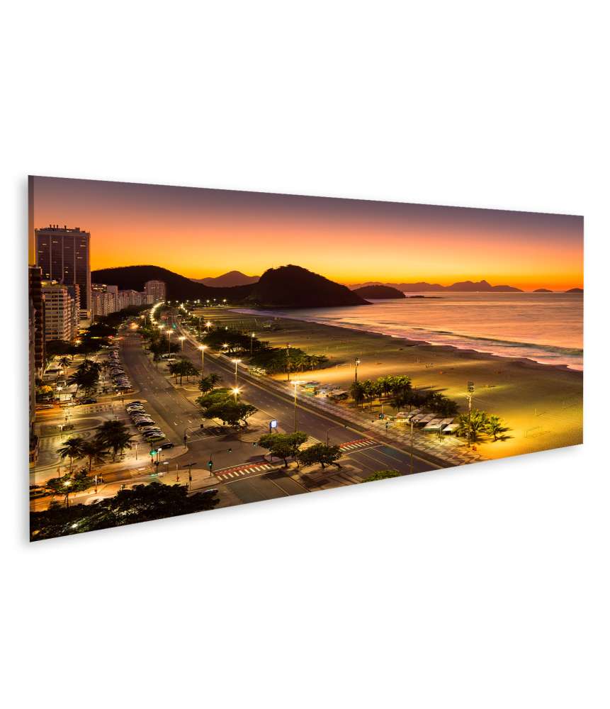 Islandburner Bild auf Leinwand Morgenrot an Copacabana Strand in Rio De Janeiro, Brasilien