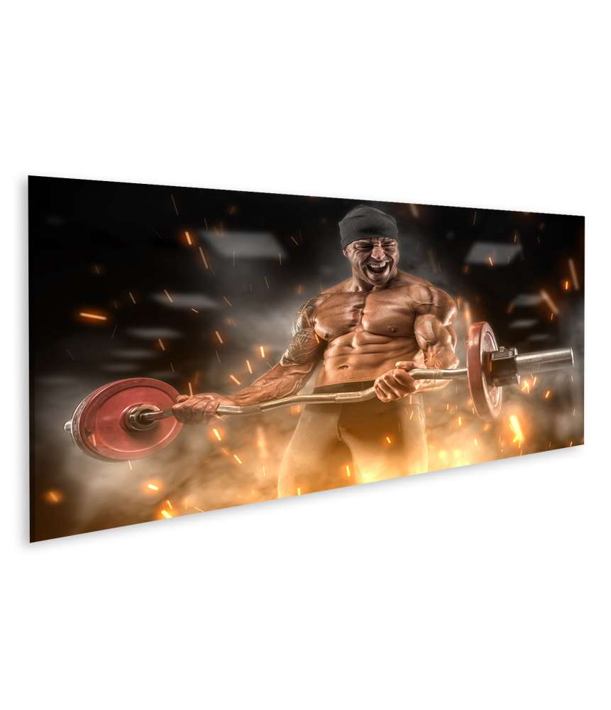 Islandburner Bild auf Leinwand Großes Wandbild eines wütenden Sportlers im Fitnessstudio