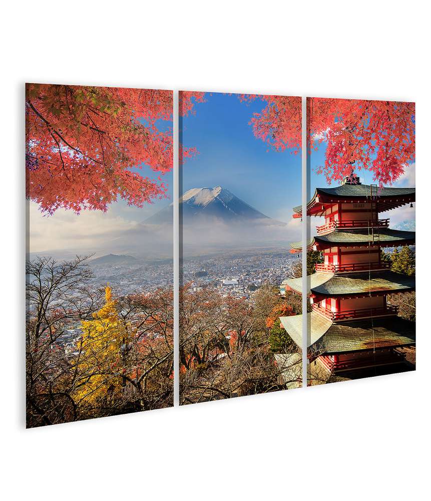 Islandburner Bild auf Leinwand Mt Fuji umgeben von leuchtenden Herbstfarben in Japan