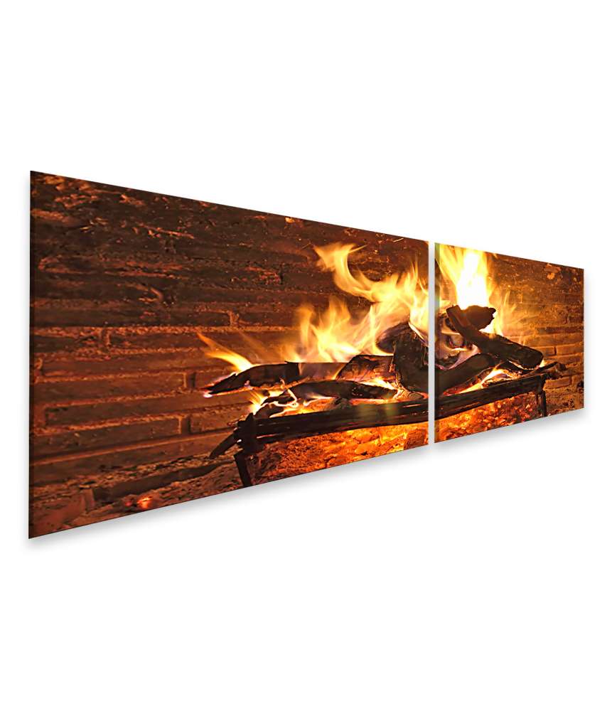 Islandburner Bild auf Leinwand Detailreiches Wandbild eines gemütlichen, lodernden Kamins