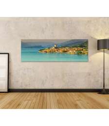 Bild auf Leinwand Atemberaubendes Wandbild des Touristenresorts Malcesine, Gardasee, Italien