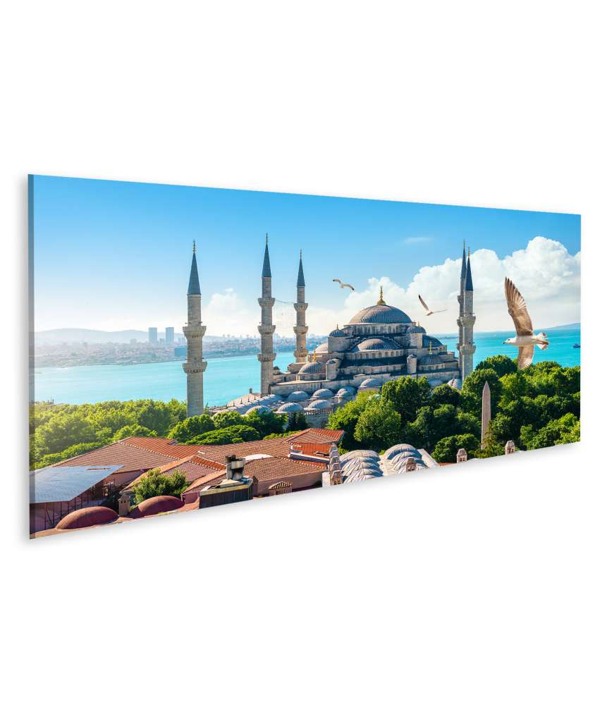 Islandburner Bild auf Leinwand Bosporus-Ansicht mit Blauer Moschee in Istanbul, Türkei als Wandbild