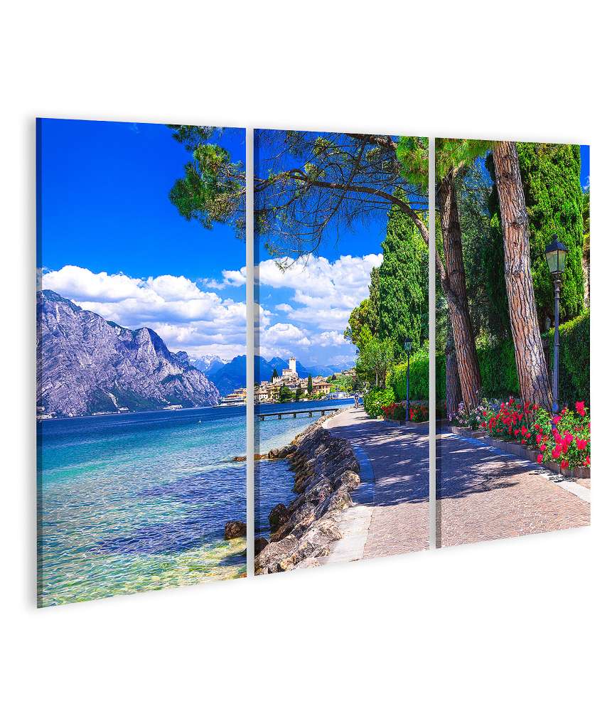 Islandburner Bild auf Leinwand Malcesine am Lago di Garda: Italienische Landschaft als Wandbild