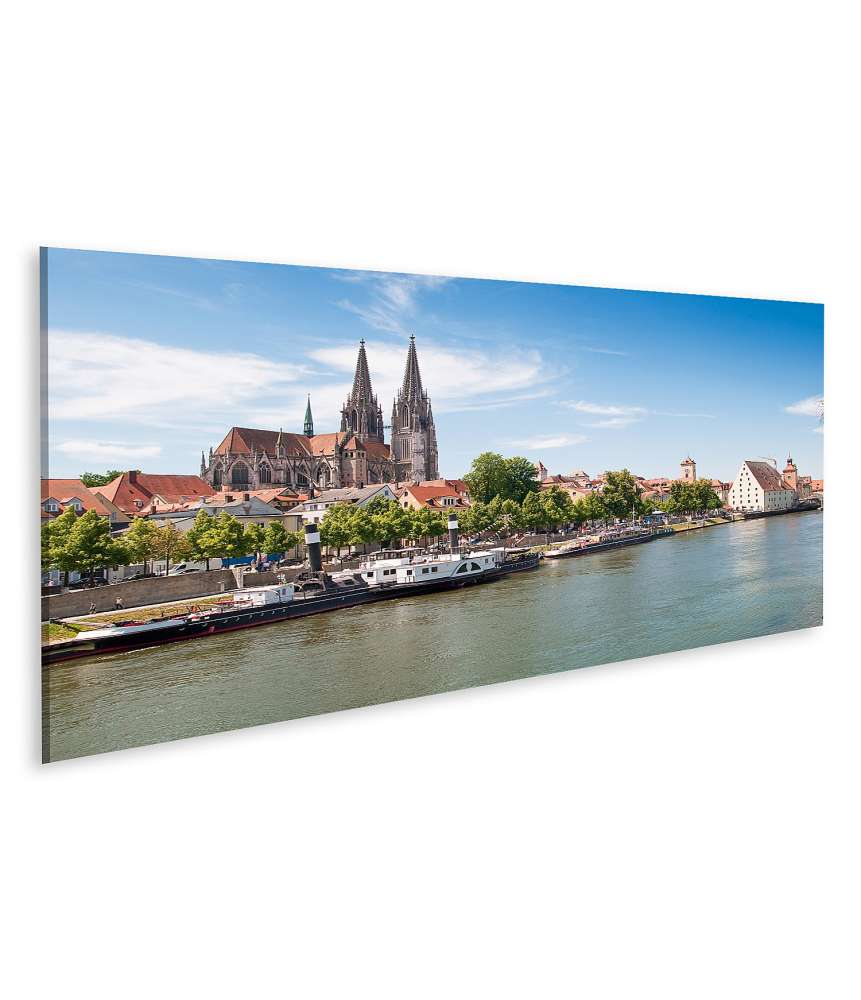 Islandburner Bild auf Leinwand Wandbild des Doms von Regensburg an der Donau, Deutschland