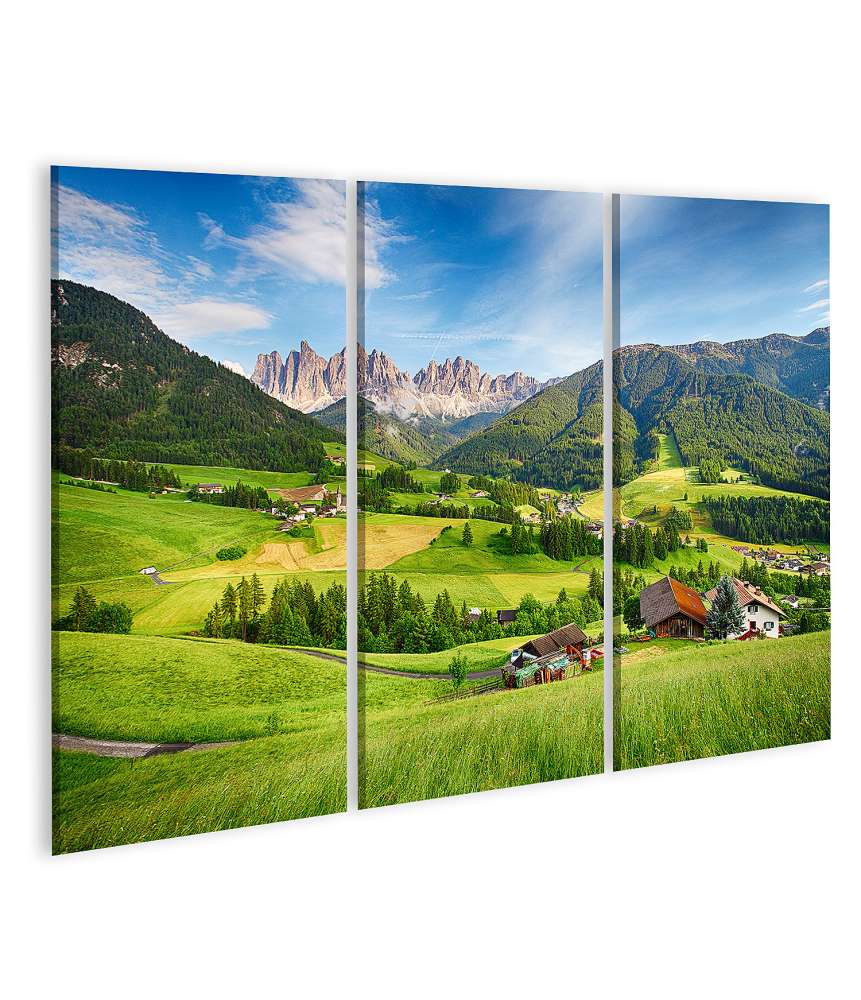 Islandburner Bild auf Leinwand Malerisches Wandbild der Dolomiten Alpen im Val Di Funes