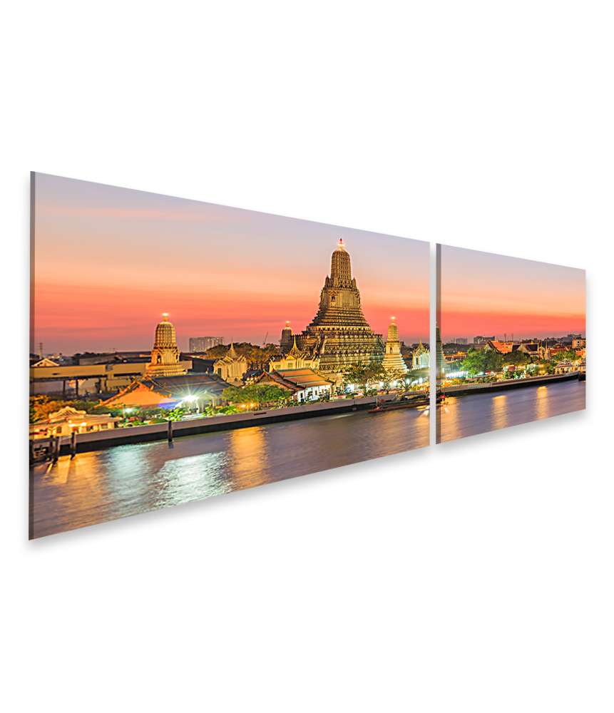 Islandburner Bild auf Leinwand Sonnenuntergang am Wat Arun Tempel in Bangkok, Thailand