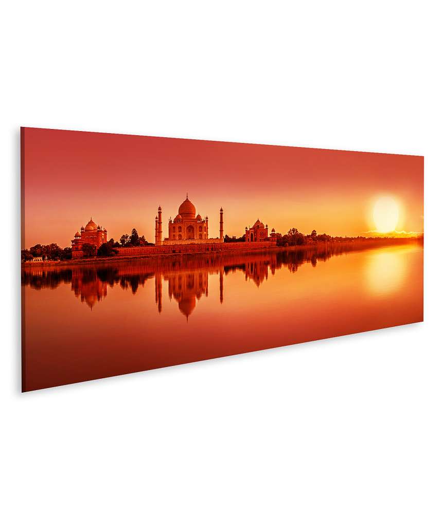 Islandburner Bild auf Leinwand Panoramablick auf Taj Mahal bei Sonnenuntergang, Agra, Indien, am Yamuna Fluss