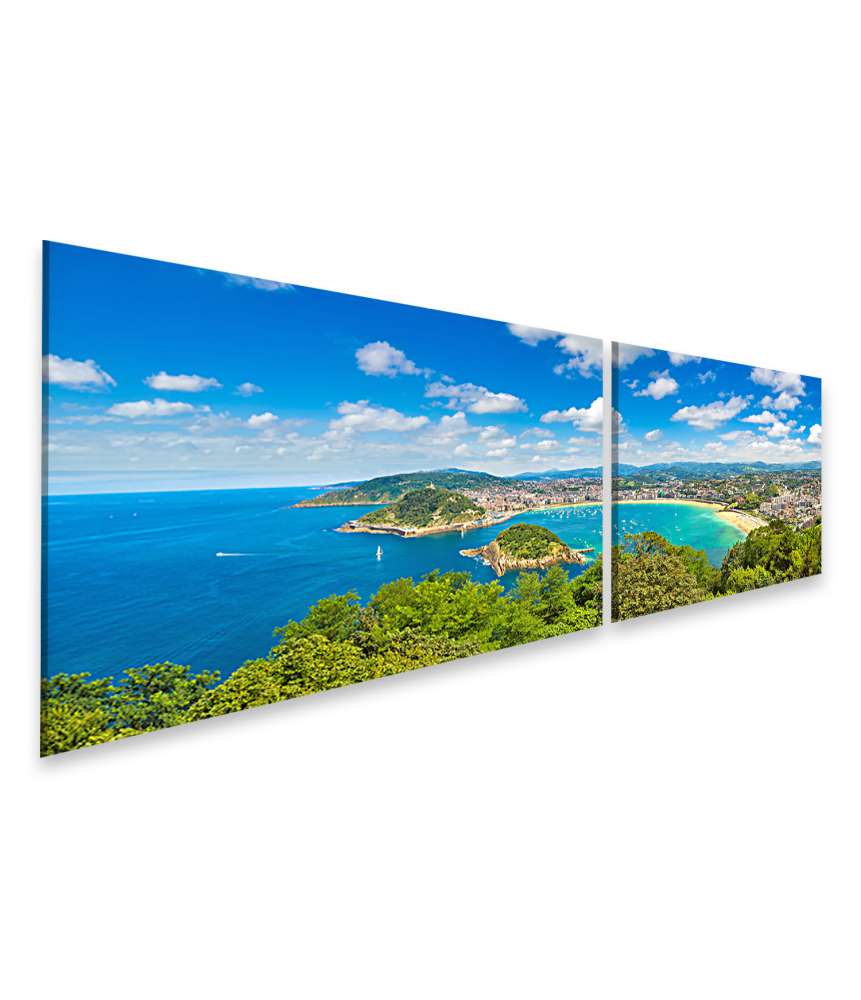 Islandburner Bild auf Leinwand Luftaufnahme von San Sebastian an einem schönen Sommertag, Panoramablick