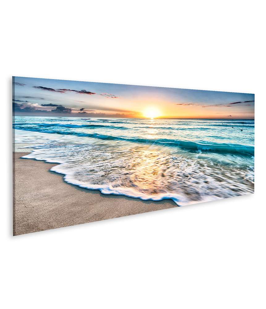 Islandburner Bild auf Leinwand Spektakulärer Sonnenaufgang am Strand von Cancun, Mexiko Wandbild