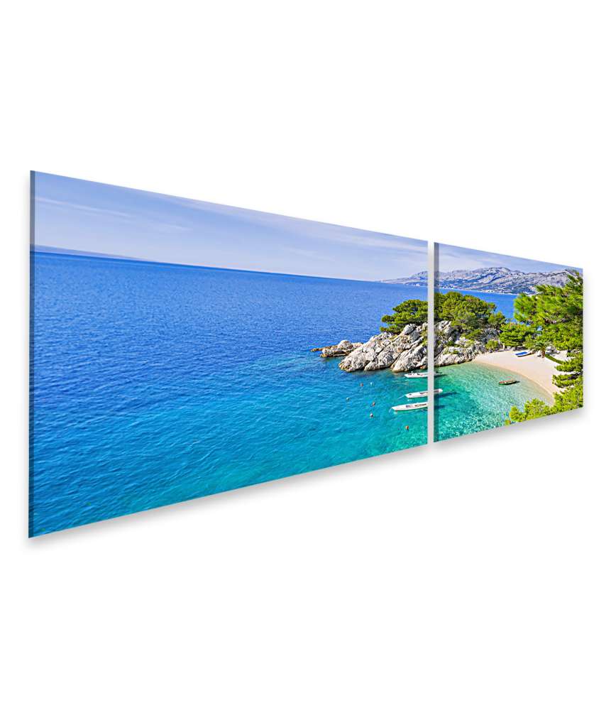 Islandburner Bild auf Leinwand Atemberaubendes Wandbild des Strandes Brela in Dalmatien, Kroatien