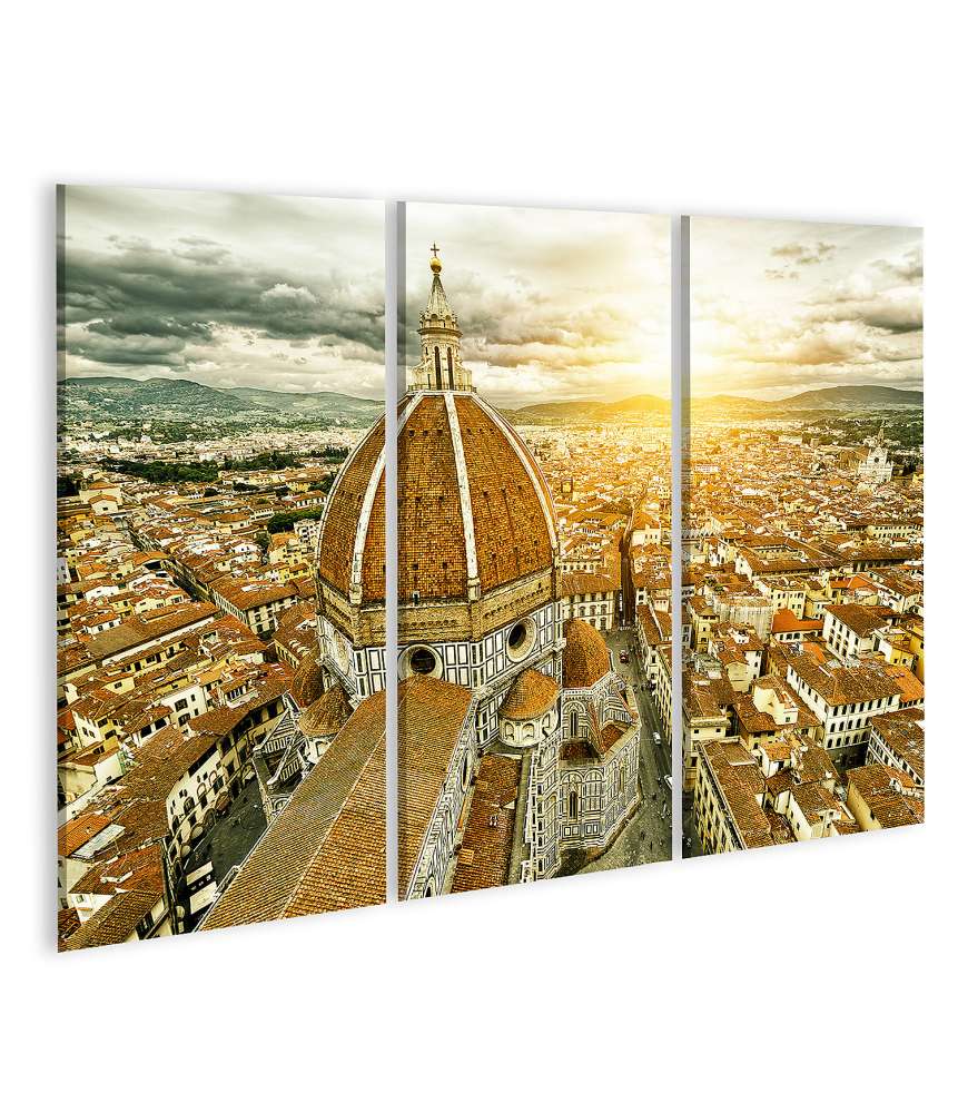 Islandburner Bild auf Leinwand Beeindruckendes Panorama Wandbild: Florenz, Basilika Santa Maria Del Fiore