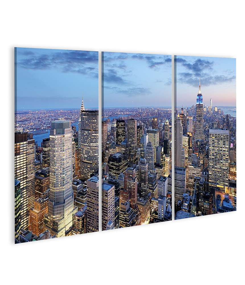 Islandburner Bild auf Leinwand Manhattan Skyline bei Nacht, New York City, USA Wandbild