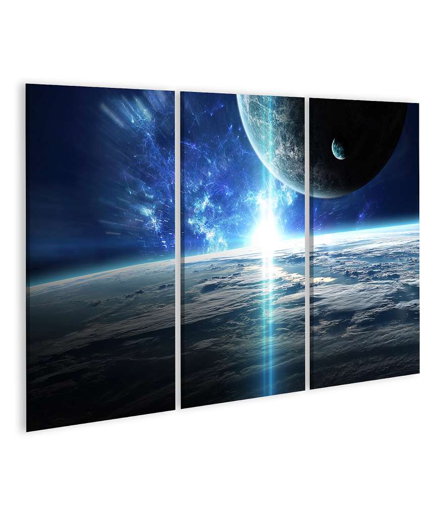 Islandburner Bild auf Leinwand Galaktisches Wandbild mit Planeten, Sternen und Universumsszene