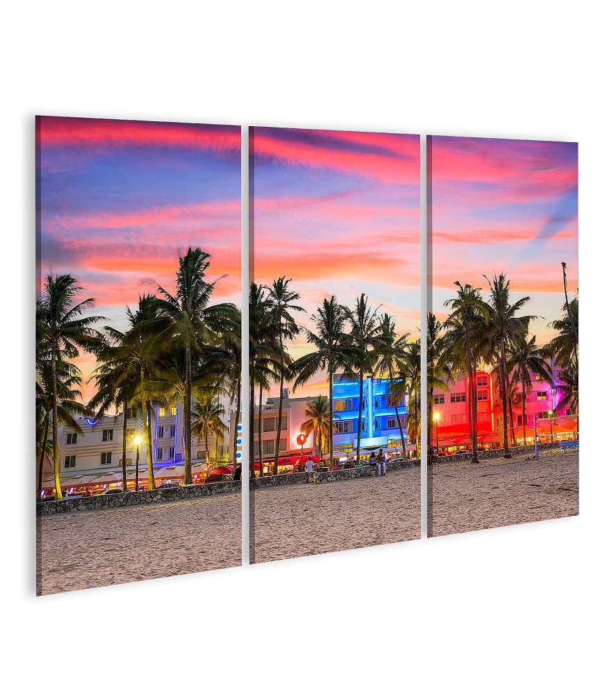 Islandburner Bild auf Leinwand Buntes Wandbild an der Ocean Drive in Miami, Florida, USA