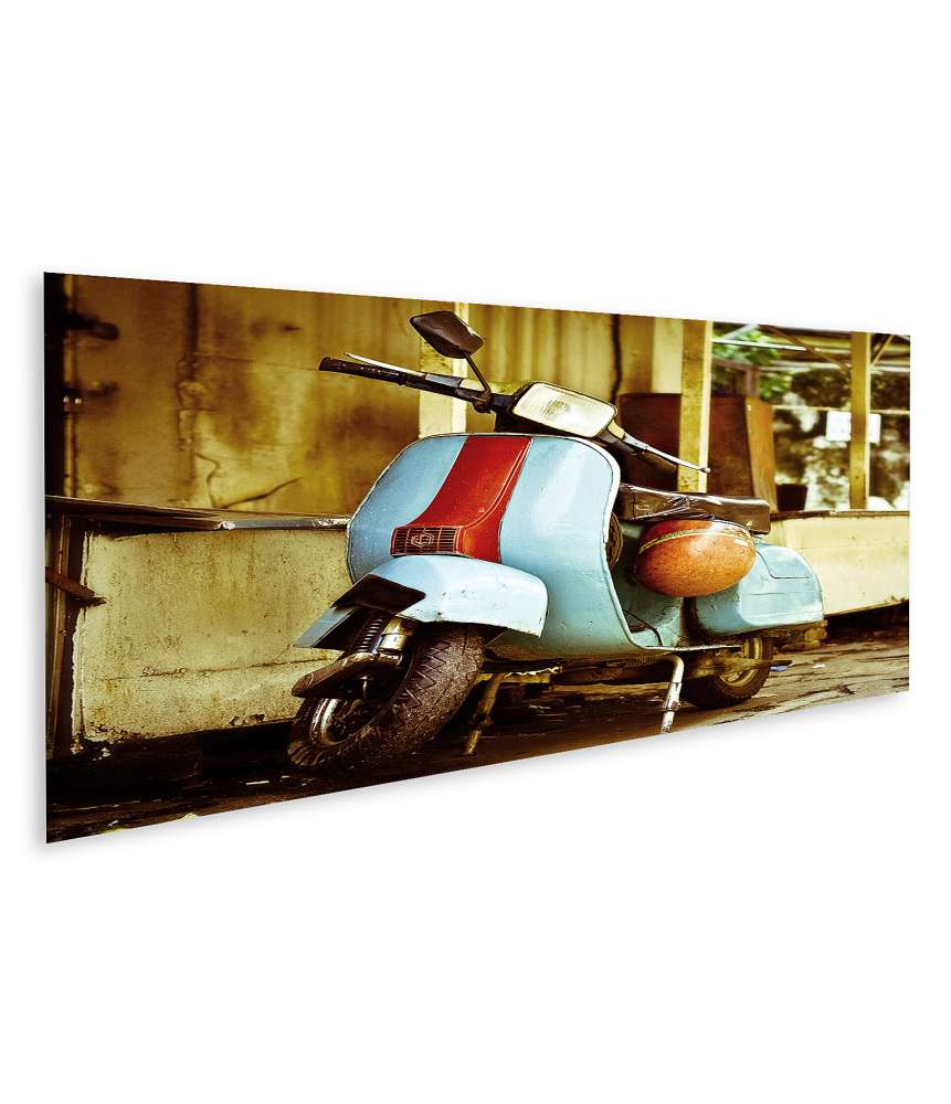 Islandburner Bild auf Leinwand Retro-Stil Vespa Wandbild mit Gulf Design