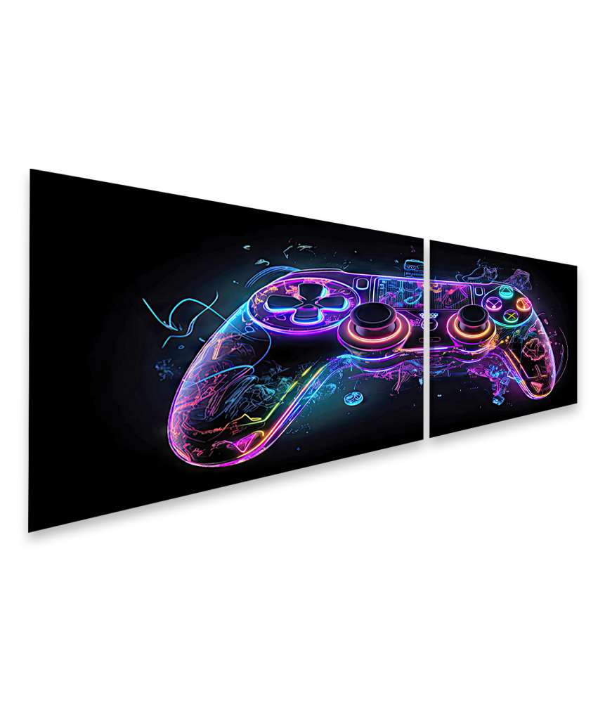 Islandburner Bild auf Leinwand Leuchtendes Gamepad im Neonlicht als Wandbild