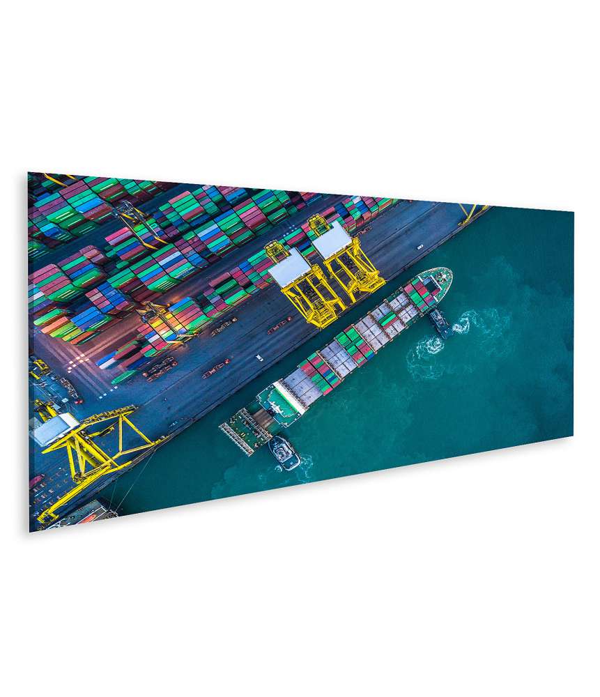 Islandburner Bild auf Leinwand Luftaufnahme eines Containerschiffs: Import-/Export-Logistik & Transport