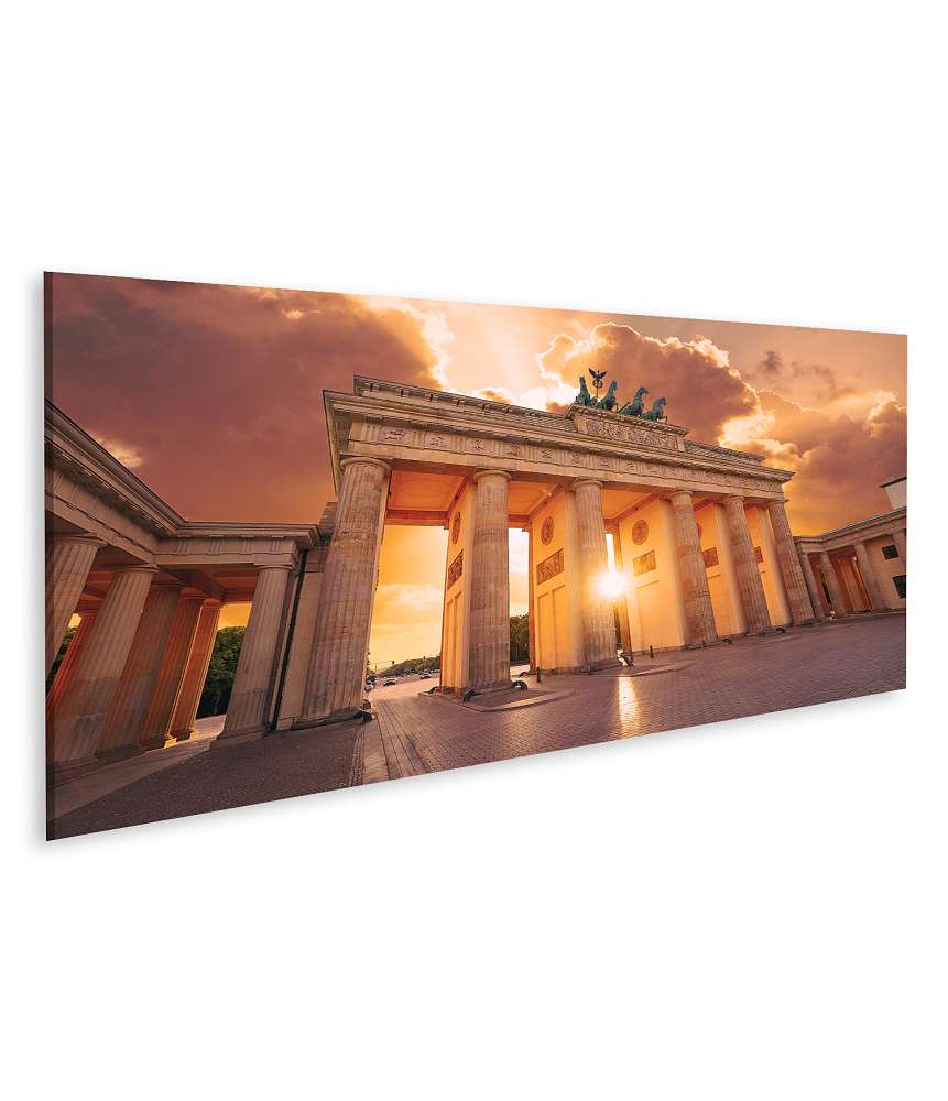 Islandburner Bild auf Leinwand Sonnenuntergang am Brandenburger Tor in Berlin Wandbild