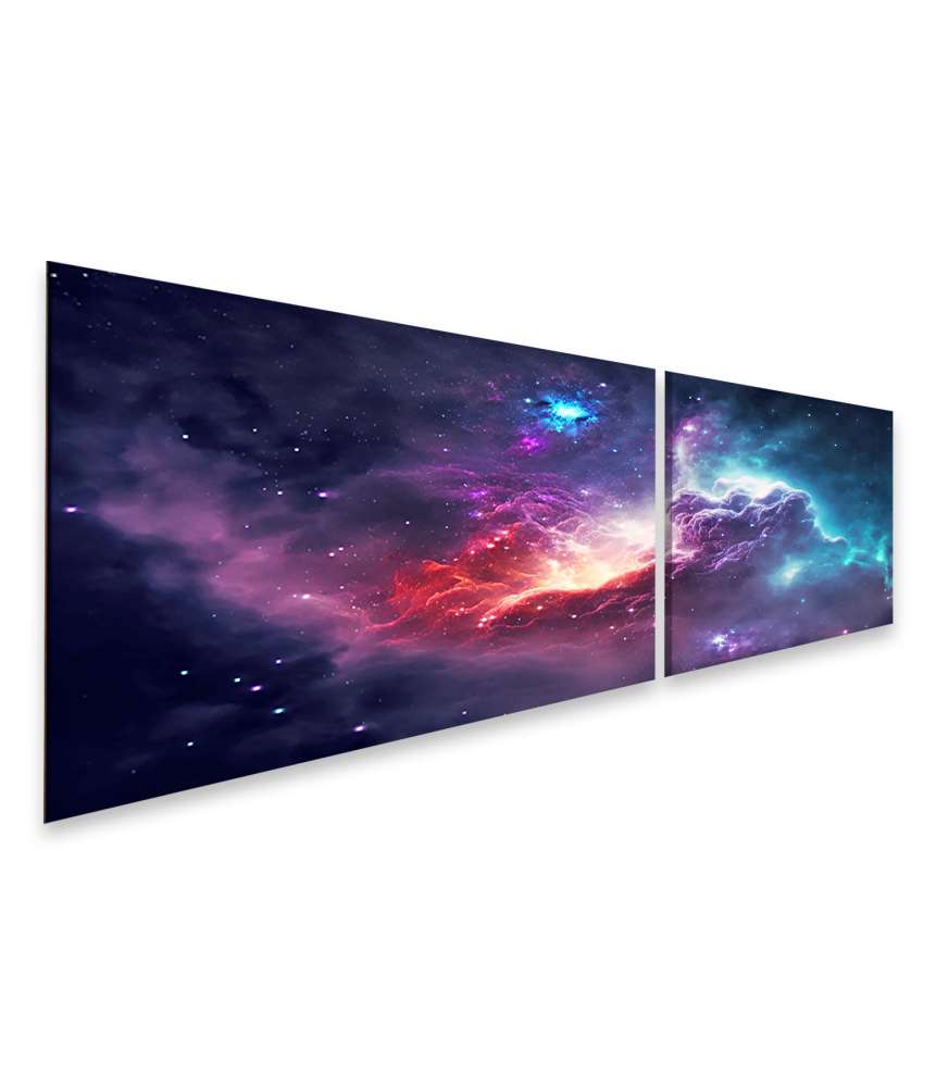 Islandburner Bild auf Leinwand Magisches Wandbild eines nebelhaften, endlosen Universums mit Galaxien