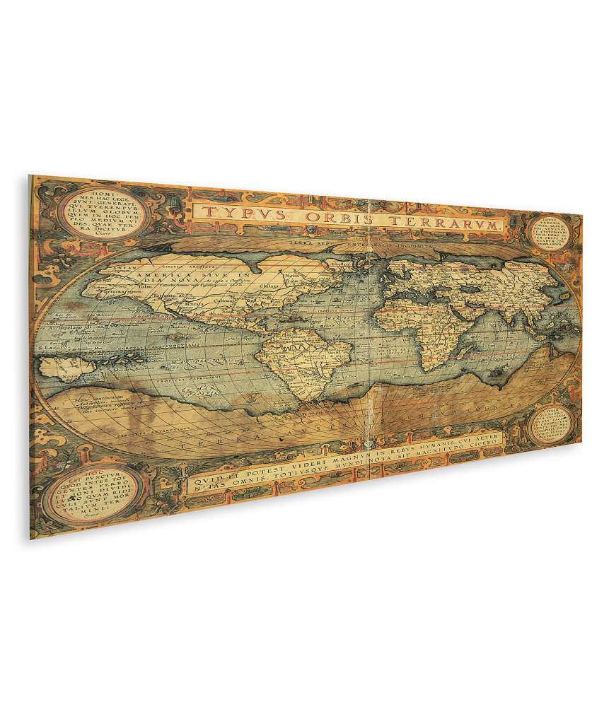 Bild auf Leinwand Detaillierte antike Weltkarte aus dem Jahr 163A