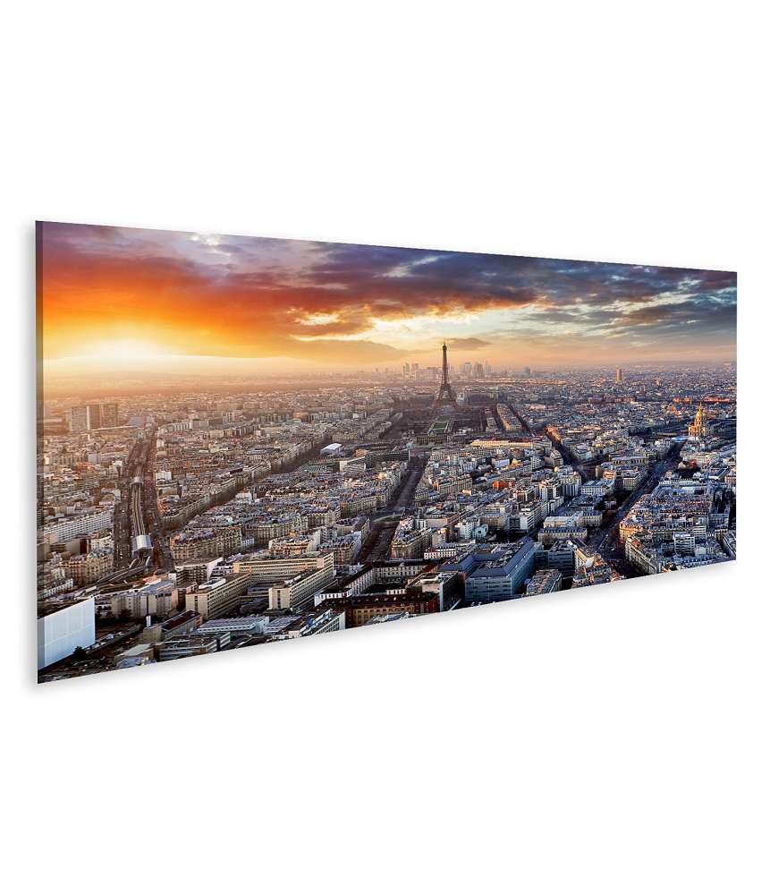 Islandburner Bild auf Leinwand Sonnenuntergang über der Skyline von Paris, Frankreich