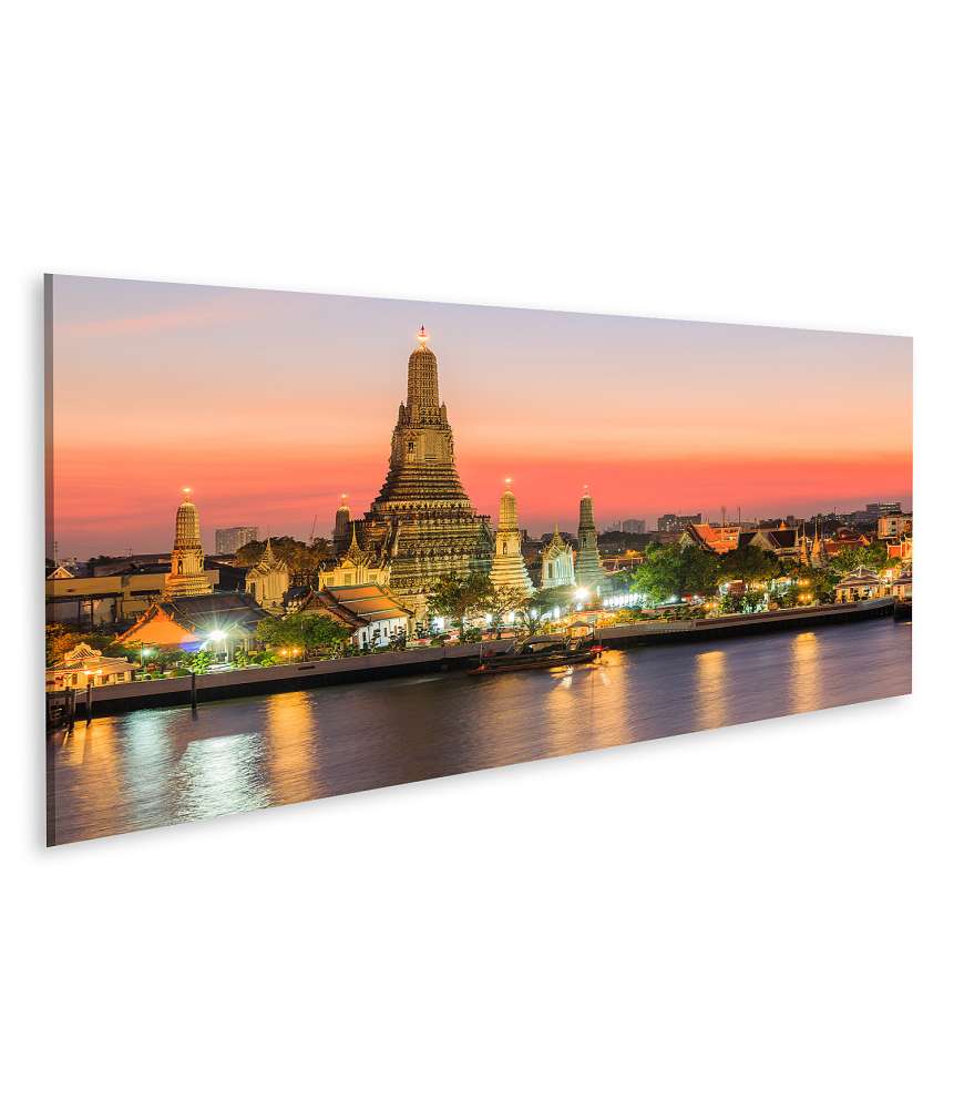 Islandburner Bild auf Leinwand Sonnenuntergang am Wat Arun Tempel in Bangkok, Thailand