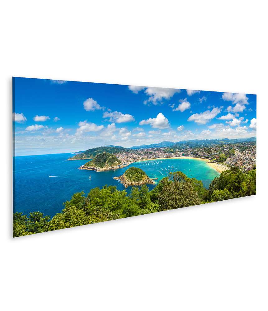 Islandburner Bild auf Leinwand Luftaufnahme von San Sebastian an einem schönen Sommertag, Panoramablick