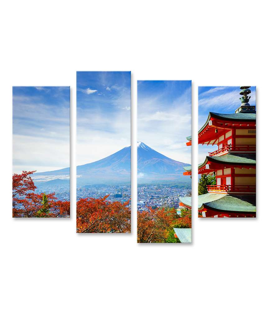 Islandburner Bild auf Leinwand Herbstlicher Blick auf Berg Fuji und Chureito Pagode, Fujiyoshida, Japan