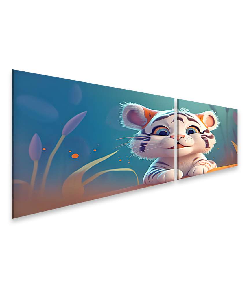 Islandburner Bild auf Leinwand Entzückendes Cartoon-Tiger Wandbild für Kinderzimmer