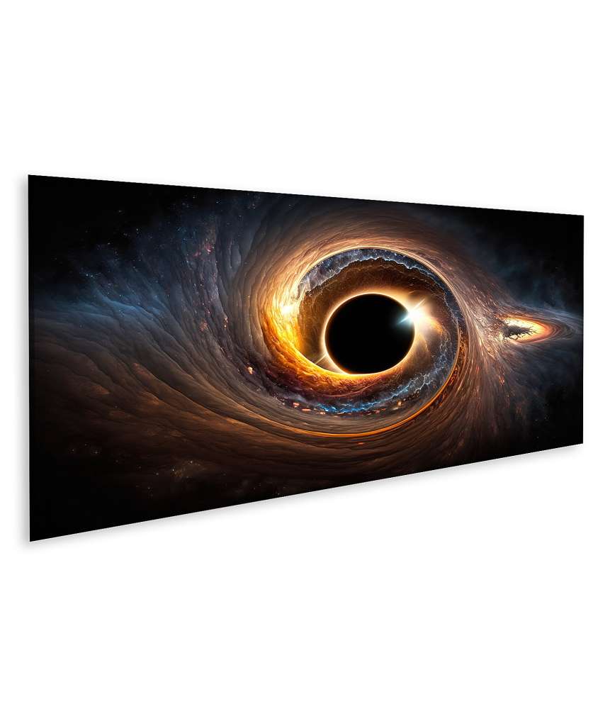 Islandburner Bild auf Leinwand Galaxie mit schwarzem Loch und Wurmloch im Weltraum auf Wandbild