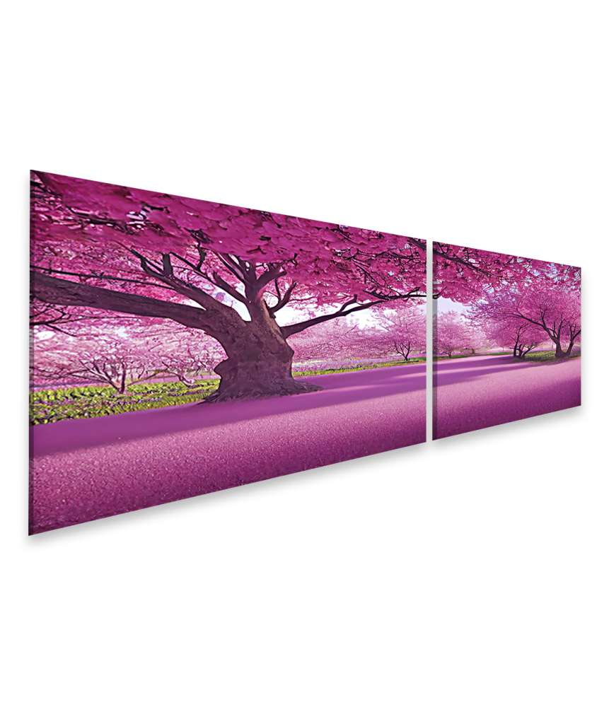 Islandburner Bild auf Leinwand Romantischer Tunnel aus rosa Sakura-Bäumen mit fallenden Blüten im Frühling