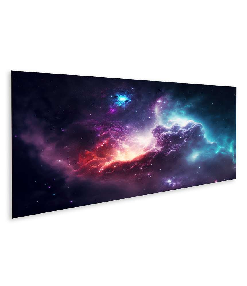 Islandburner Bild auf Leinwand Magisches Wandbild eines nebelhaften, endlosen Universums mit Galaxien