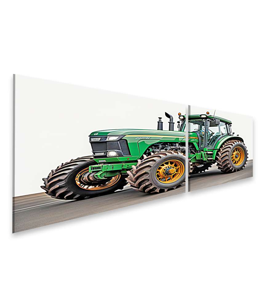 Islandburner Bild auf Leinwand Modernes Wandbild eines grün-weißen Traktors im Stil von John Deere