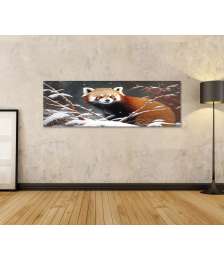 Bild auf Leinwand Porträt eines roten Pandas im Winterwald während eines Schneefalls