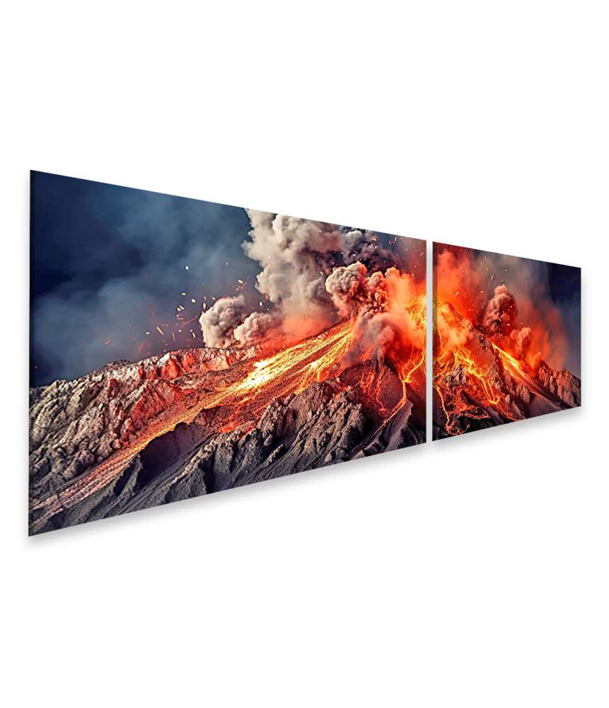 Islandburner Bild auf Leinwand Beeindruckendes Wandbild: Vulkanausbruch mit feuriger, heißer Lava