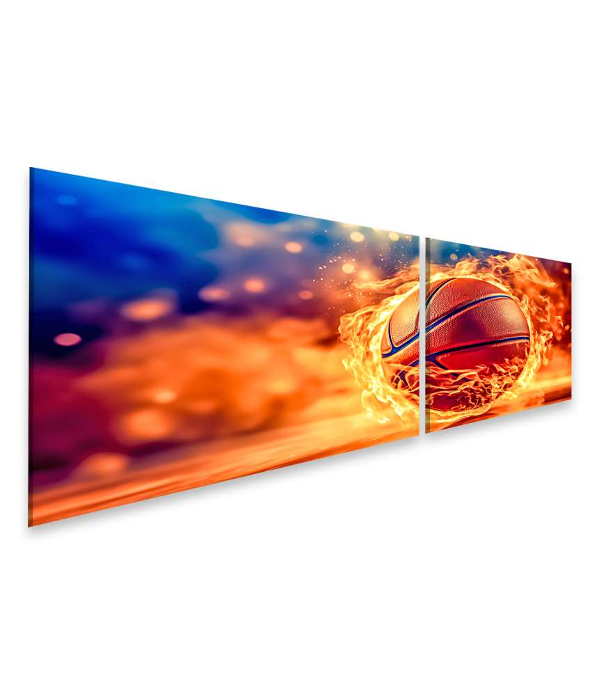 Islandburner Bild auf Leinwand Feuriges Basketball Wandbild, symbolisiert Energie und Kraft