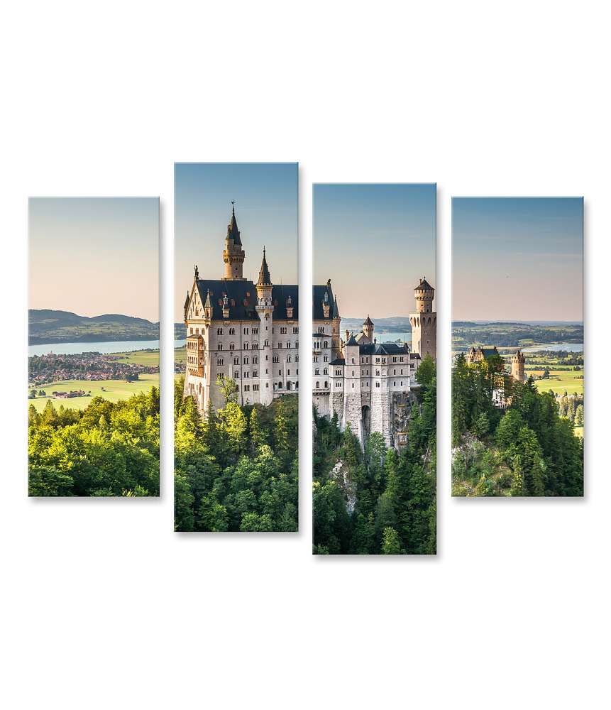 Islandburner Bild auf Leinwand Majestätisches Wandbild von Schloss Neuschwanstein, Bayern, Deutschland