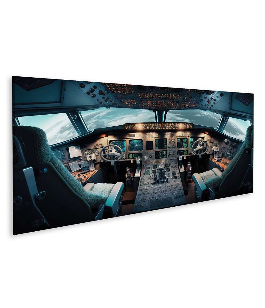 Islandburner Bild auf Leinwand Innenansicht des Cockpits eines Space Shuttle mit KI-Pilotensteuerung