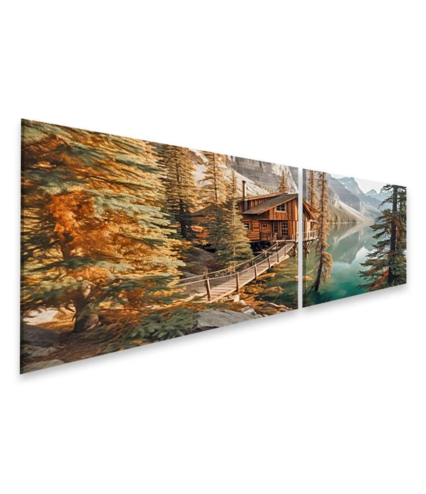 Islandburner Bild auf Leinwand Vintage Ãußeres eines Baumhauses am Moraine See, Kanada