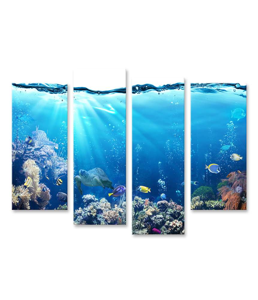 Islandburner Bild auf Leinwand Unterwasser-Aquariumhintergrund mit Korallenriff und tropischen Fischen