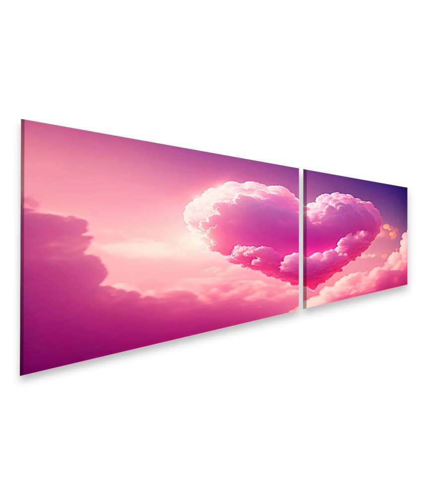 Islandburner Bild auf Leinwand Rosa Wolke in Form eines Valentinstagsherzes auf dem Wandbild