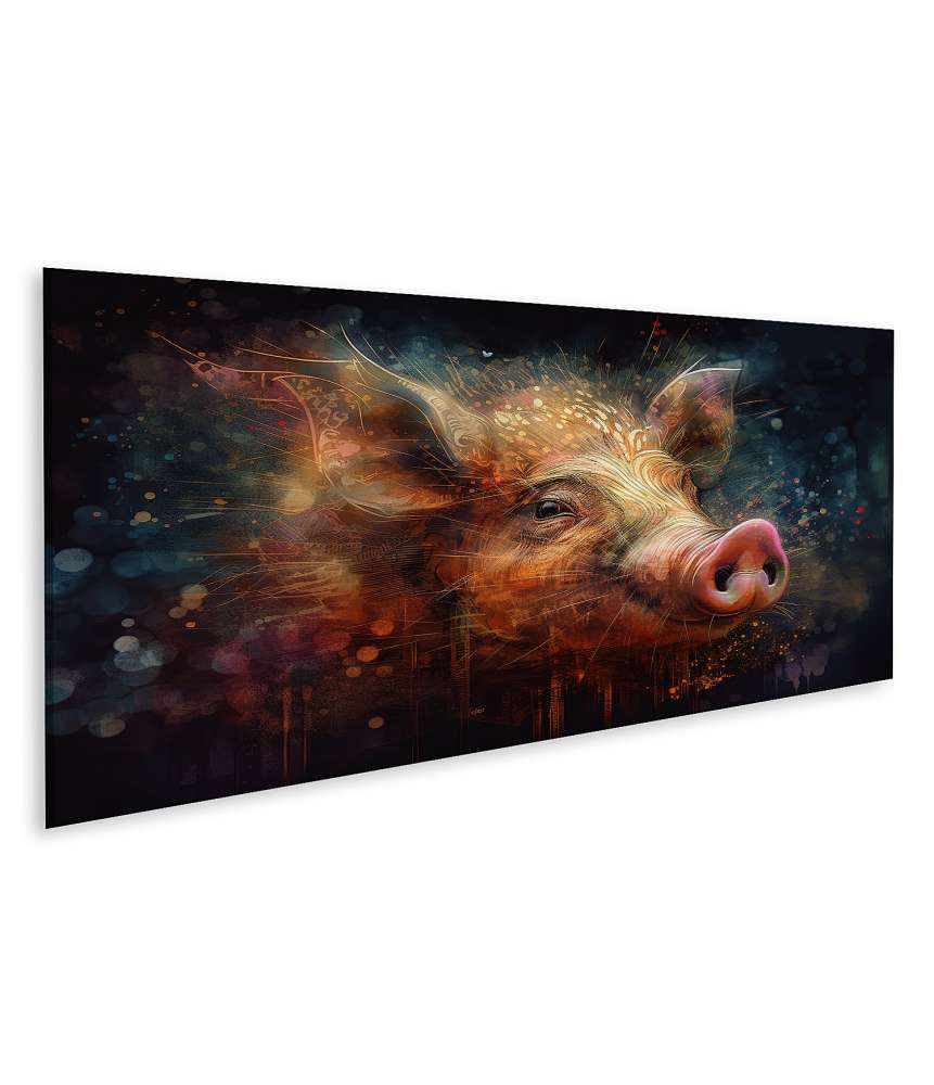 Islandburner Bild auf Leinwand Buntes Wandbild eines Schweins mit dunklen Mustern