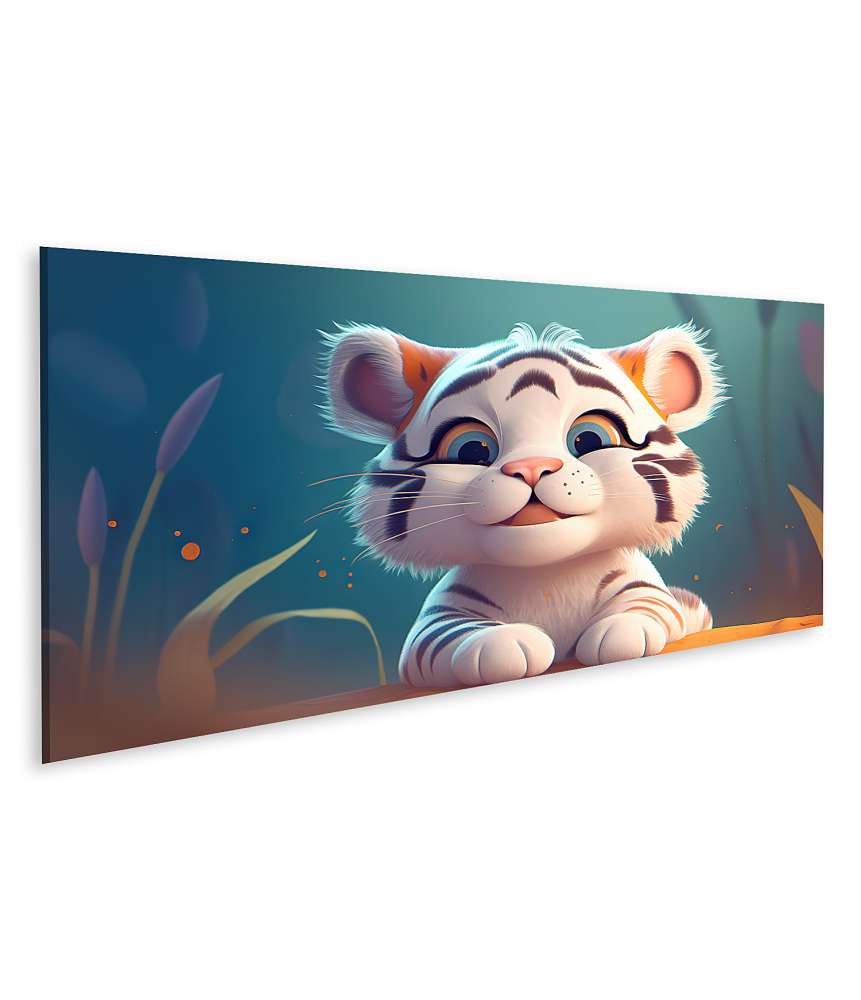 Islandburner Bild auf Leinwand Entzückendes Cartoon-Tiger Wandbild für Kinderzimmer