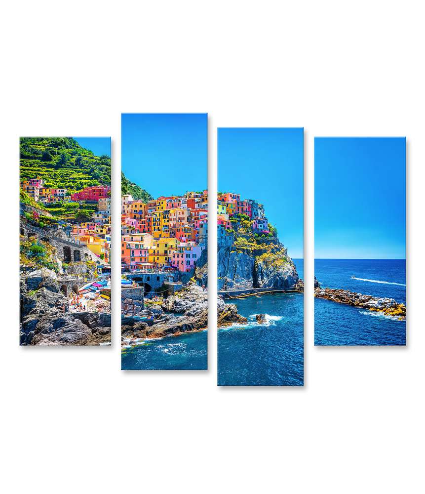 Islandburner Bild auf Leinwand Traditionelle italienische Küstenstadt Cinque Terre als Wandbild