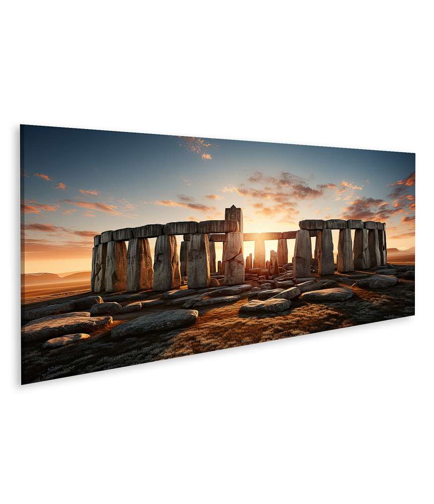 Islandburner Bild auf Leinwand Atmosphärisches Wandbild von Stonehenge bei Sonnenuntergang