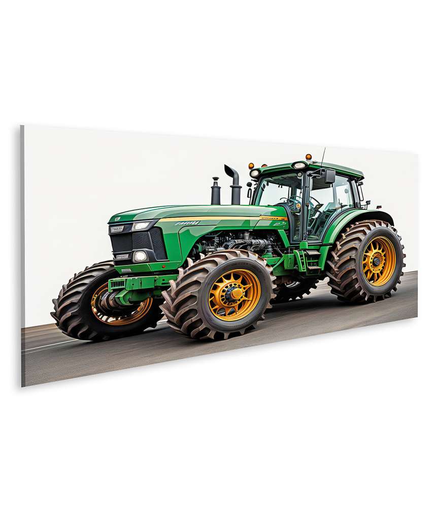 Islandburner Bild auf Leinwand Modernes Wandbild eines grün-weißen Traktors im Stil von John Deere