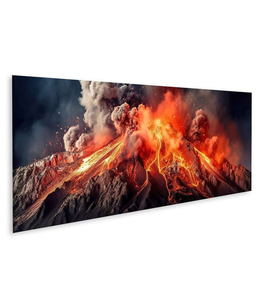 Islandburner Bild auf Leinwand Beeindruckendes Wandbild: Vulkanausbruch mit feuriger, heißer Lava