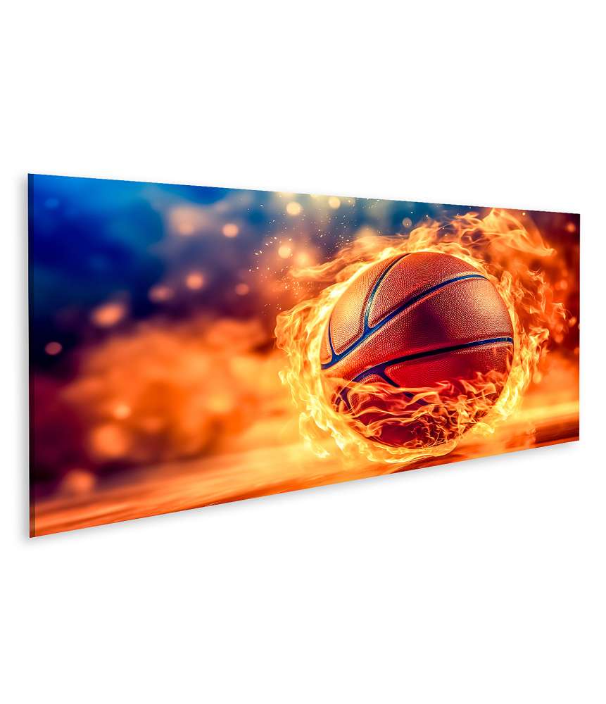 Islandburner Bild auf Leinwand Feuriges Basketball Wandbild, symbolisiert Energie und Kraft