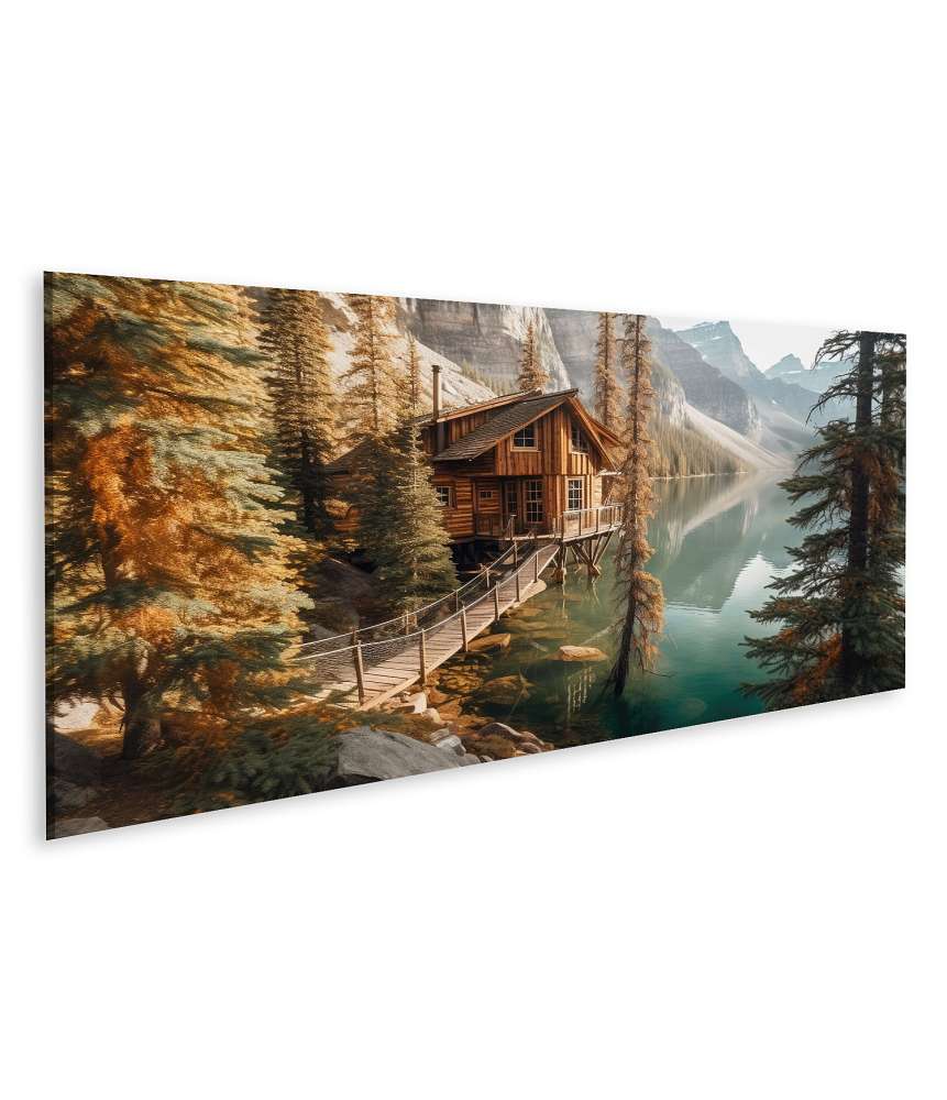 Islandburner Bild auf Leinwand Vintage Ãußeres eines Baumhauses am Moraine See, Kanada