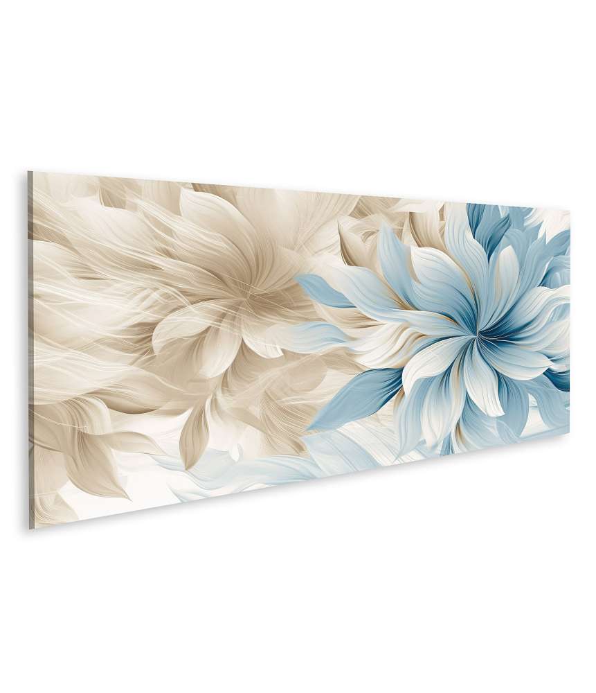 Islandburner Bild auf Leinwand Schöne abstrakte Bleistiftzeichnung mit floralen Design in Beige, Blau und Off-White